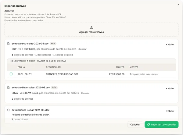 Importar archivos: formato detectado automáticamente